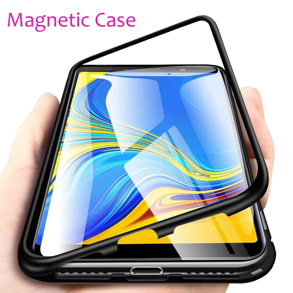 

Metal Magnetic Glass Case For Samsung Galaxy A50 A70 A40 A30 A20 A10 A60 A2 J2 Core A20E J4 J6 Plus A7 A9 2019 Magnet Cover