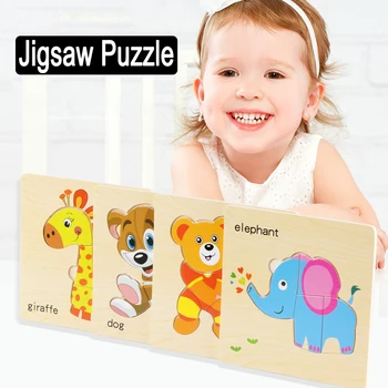 

16pc Kid Wooden Puzzle Jigsaw Toys Cartoon Animals Baby Car Puzzle Child Early Educational Learning Montessori Toy Baby Product