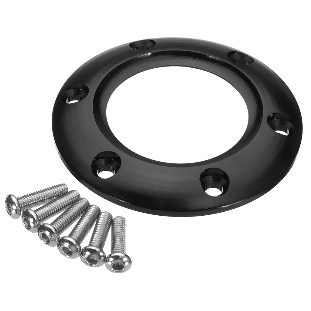 Universal Car 6 Bolts 70mm Steering Wheel Horn Center Ring Black
