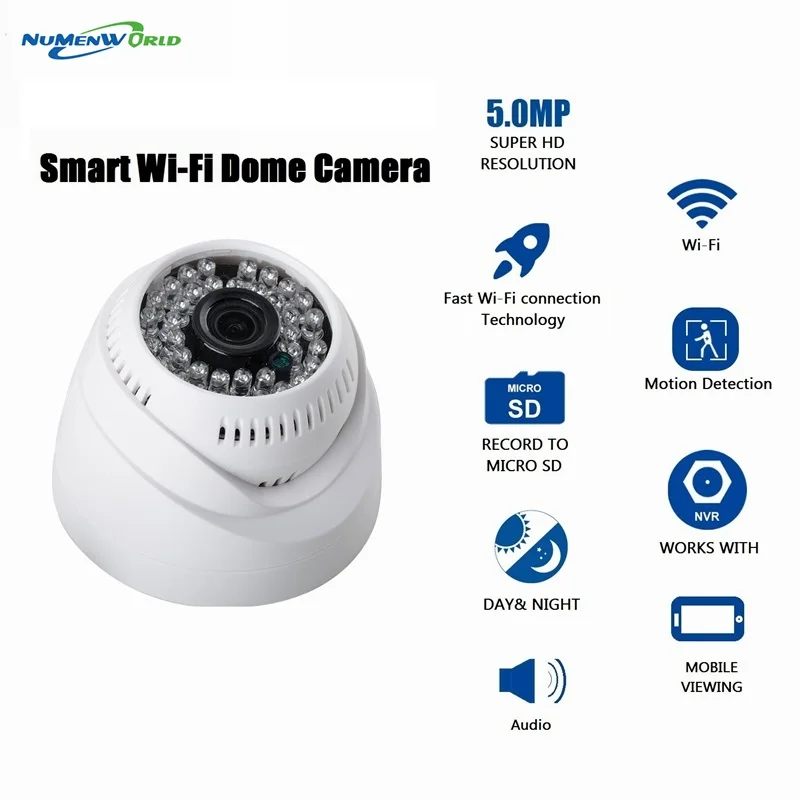 IP-камера купольная с поддержкой Wi-Fi 5 МП HD | Безопасность и защита