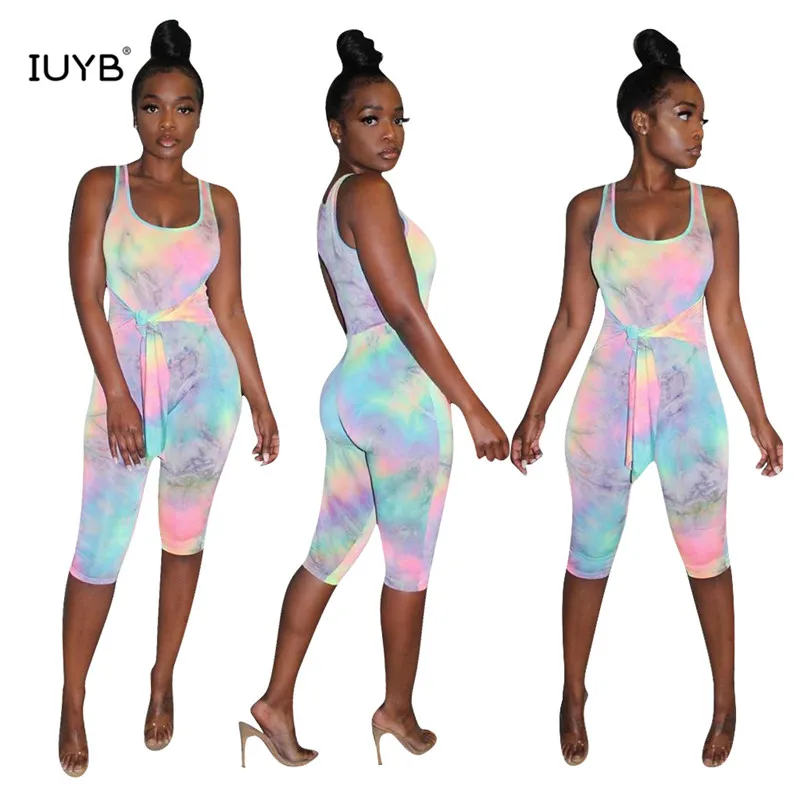 

IUYB QM3821 Print Vest sexy women Playsuit 2019 Summer Fashion play suits sexy short pants Club Paty Bandage Casual Jumpsuit