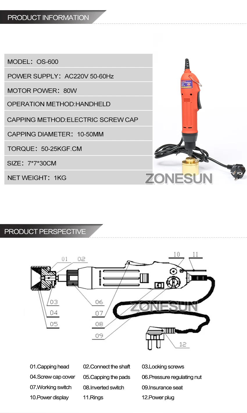 Máquina de Selagem de Parafuso, Capper, Semi Automático, Manual, Portátil