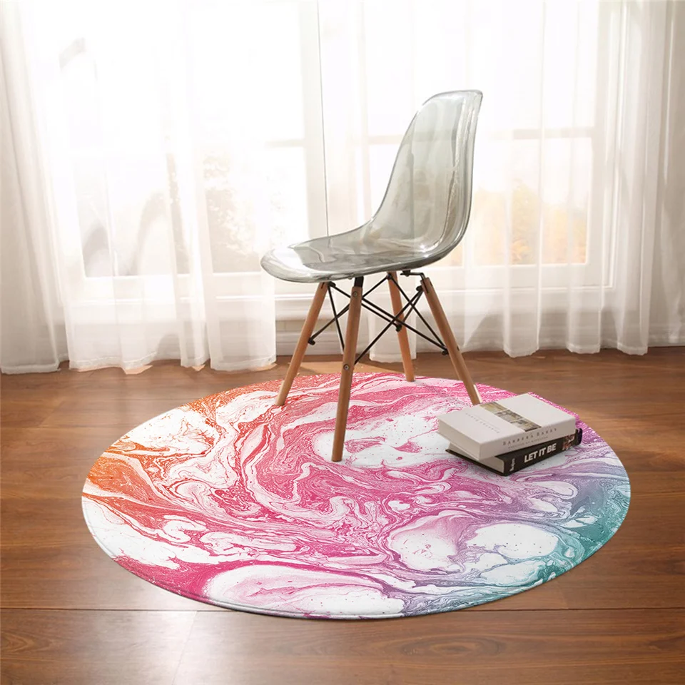 Pink Постельные принадлежности Outlet мраморные круглые ковры для гостиной Радужный Роскошный Ковер Rock Stone модный напольный коврик красочные коврики Прямая поставка - Цвет: Pink