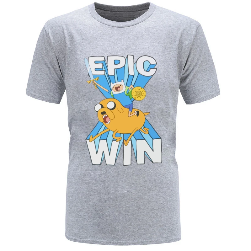 Epic_win_-_Adventure_time_2813 Round Collar T Shirt Lovers Day Leisure Tops Tees Short Sleeve New Pure Cotton Tops Shirt Men Epic_win_-_Adventure_time_2813 grey