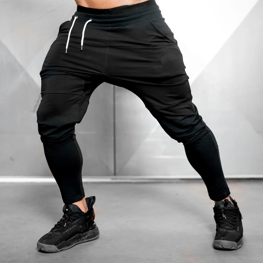 Pantalones de chándal algodón para ropa deportiva entrenamiento, informal, color negro, para gimnasio, otoño|Pantalones deportivos| - AliExpress