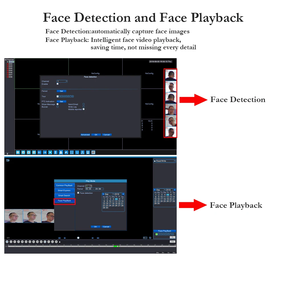 face detection and face playback