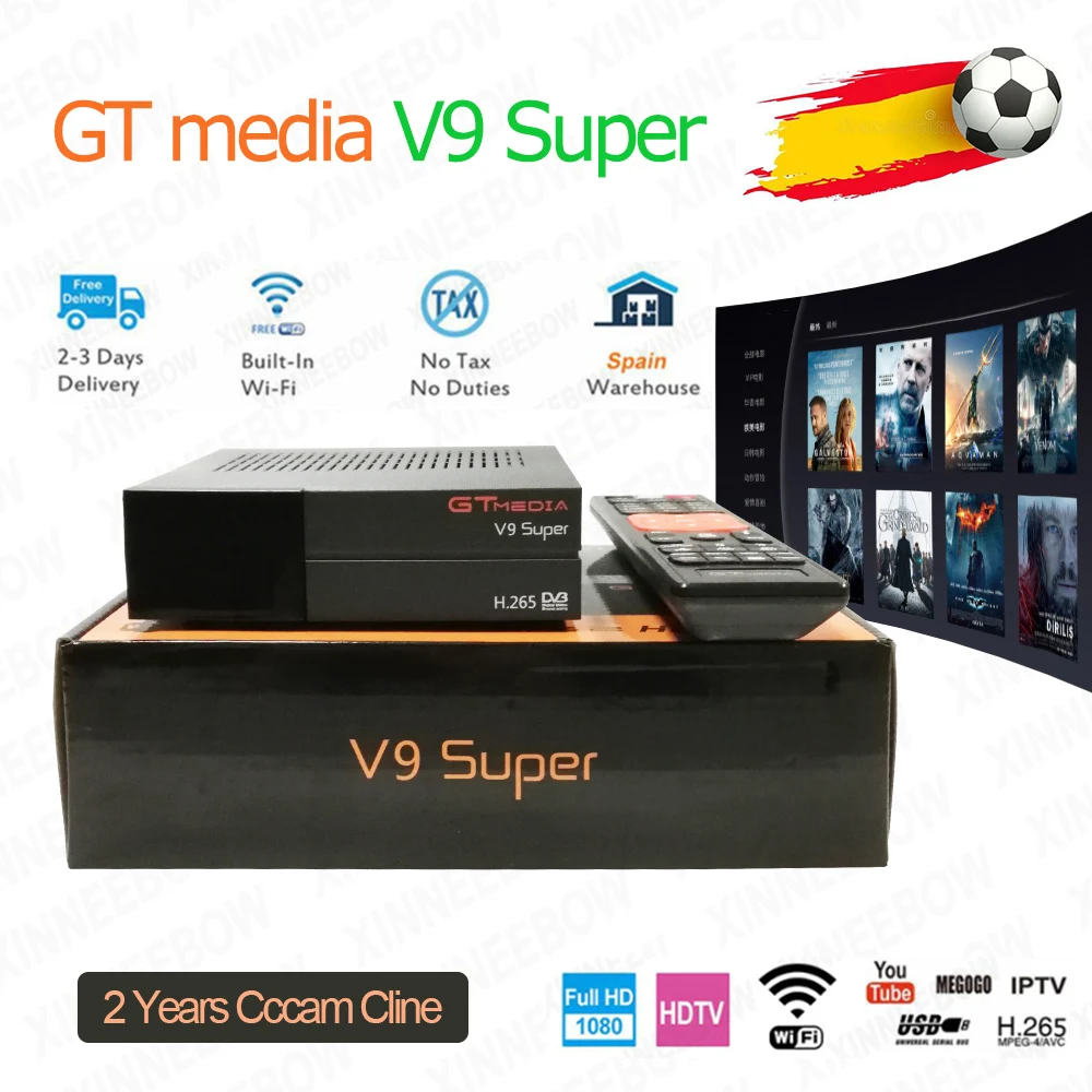 Приемное устройство спутниковый приемник Gtmedia V8 nova HD 1080P Cccam Cline на 2 года DVB-S2 встроенный wifi Gtmedia V9 супер опционально