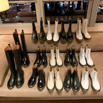 

MNIXUAN Handmade brand winter women shoes ankle boots 2019 new genuine leather round toe platform short martin boots big size 43