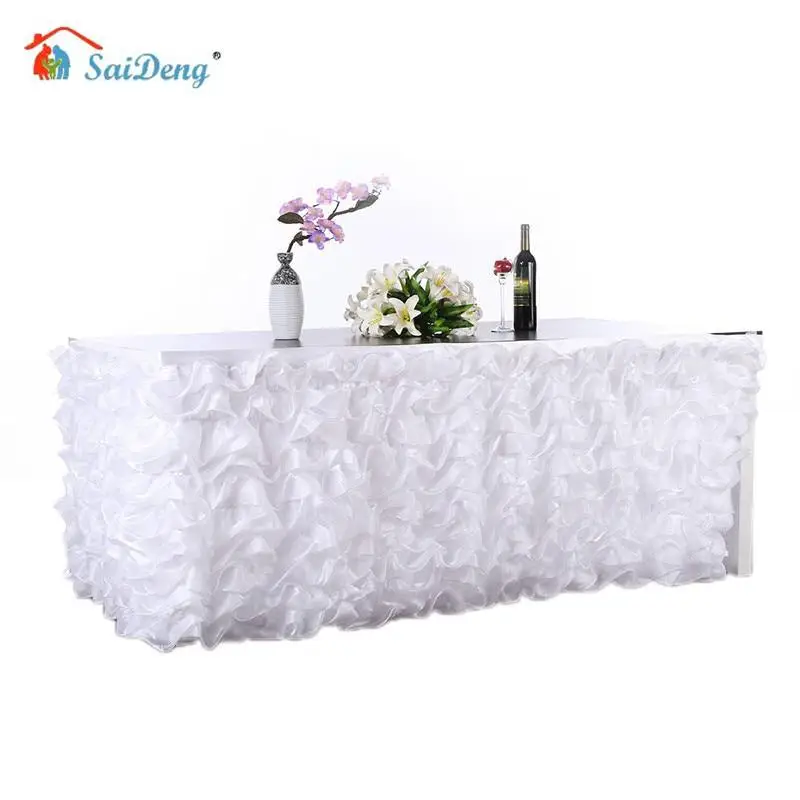 

Handmade Elegant Tulle Table Skirt For Party , Meetings, Wedding and Home Decoration Pink
