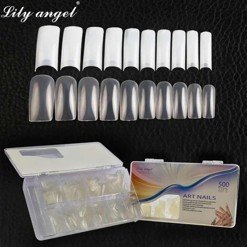 Lily Angel 500 шт./кор. изысканные высокопрозрачные белые Типсы для дизайна ногтей полное покрытие маникюрные инструменты