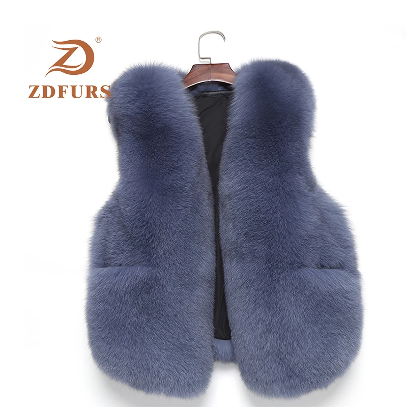 ZDFURS * 2019 женский жилет из натурального Лисьего меха Хорошее качество 100% настоящие