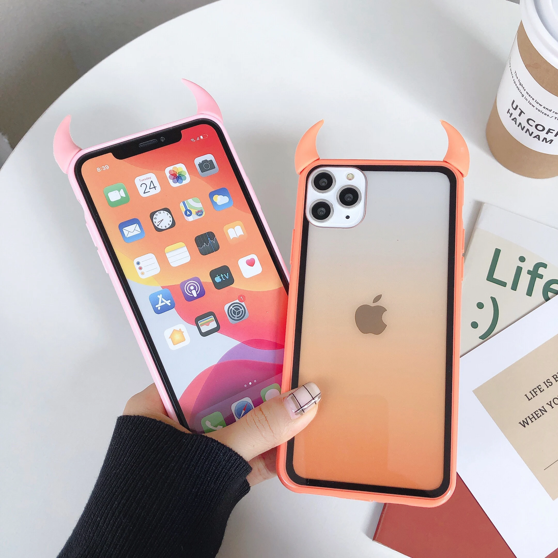 Gradient Rainbow Devil Horn Phone Case for IPhone 11 Pro Max XR X XS 7 8 6 Plus Creative Lovely Back Cover |