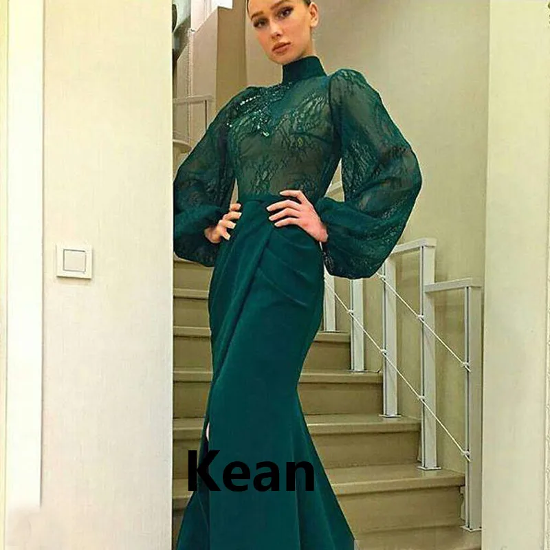 Emerald green puff sleeve dress Clearance