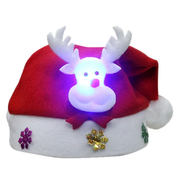 Рисунком в виде лося из мультфильма с светодиодный свет детская шапка, Рождественская шапка, размер: 30*25 см