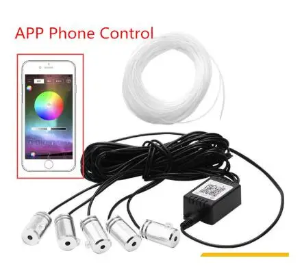 6M App control 5 в 1 6 м звук активный EL неоновая полоса светильник RGB светодиодный автомобильный интерьерный светильник Многоцветный Bluetooth телефон контроль атмосфера светильник 12 В - Испускаемый цвет: 6M App control