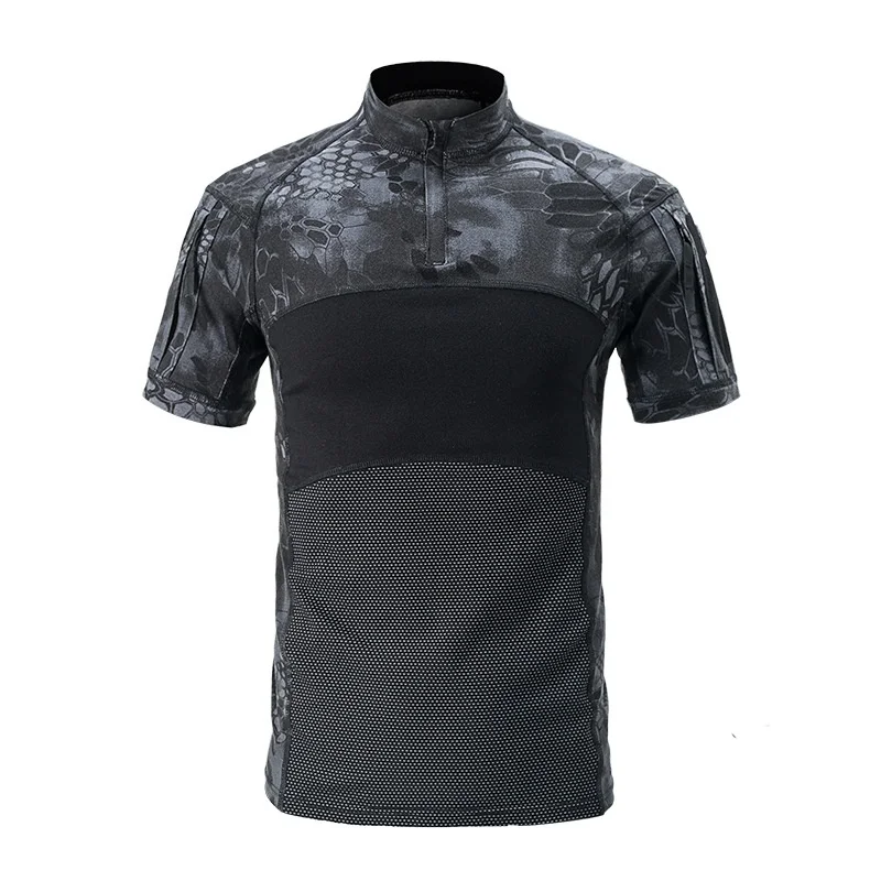 Outdoor Tactical Shirts Military Camo Hunting Short Sleeve T-shirt Men Quick Dry Hiking Clothes Camouflage Army Combat Shirt