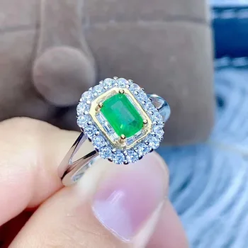 

100% Natural And Real Emerald Ring Gemstone Wedding Engagement Rings for Women Fine Jewelry Gift Wholesale