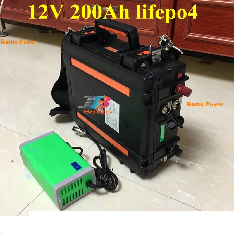 Костюм Чехол 12v 200Ah Lifepo4 Батарея 12 8 v с Водонепроницаемый чехол BMS для солнечных