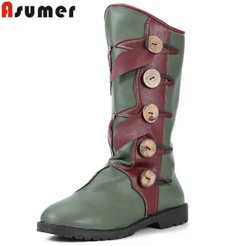 

ASUMER big size 34-43 fahsion mid calf boots round toe slop on ladies boots low heels casual autumn winter boots 2020 new