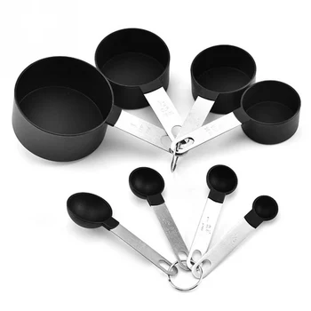 

8Pcs/set Measuring Cups And Spoons Set Plastic Teaspoon With Stainless Steel Handle Grip Perfect For Baking Tools Bakeware Tools