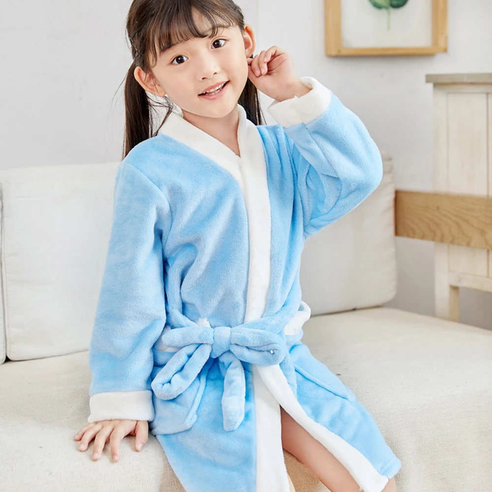 LOOZYKIT/зимняя детская флисовая Пижама теплая фланелевая одежда для сна банный халат с капюшоном для мальчиков и девочек, полотенце, ночная рубашка, одежда для сна домашняя одежда