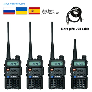 

BaoFeng walkie talkie UV-5R 4pcs/lot two way radio baofeng uv5r cb radio 128CH 5W VHF UHF 136-174Mhz & 400-520Mhz outdoor