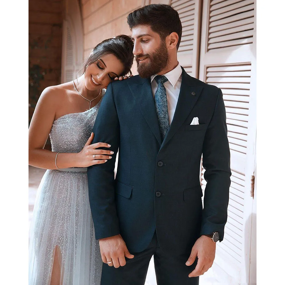 

Evening Dresses 2020 Sky Blue One Shoulder Sequined Long Prom Dresses Sexy High Split Formal Party Gowns robe de soiree