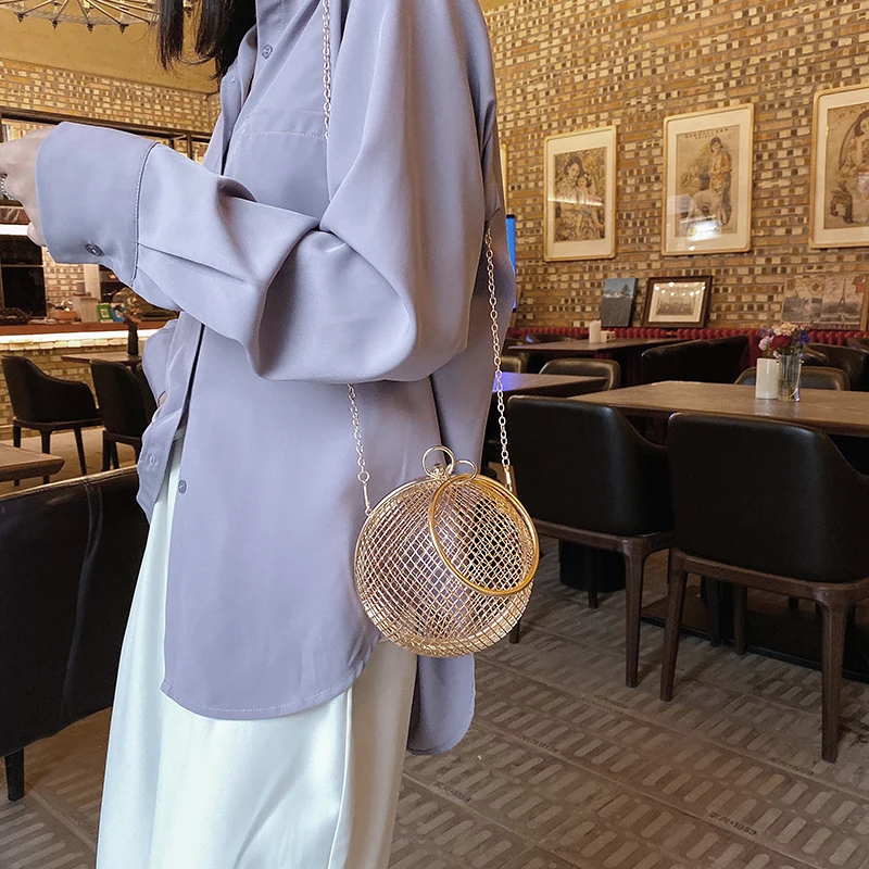 Модная сумка через плечо с металлическим шариком и круглой цепочкой сумки для