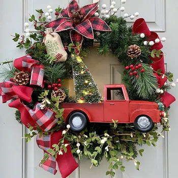 

Red Truck Christmas Wreath Christmas Red truck Holiday Pinecone Wreath Checkered Wreath Christmas Wreath UD88