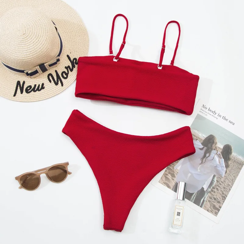 Swimsuit Sexy Strappy Flat chested Bikini Solid Color, Sexy, Open Back