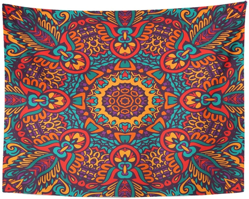 アフリカのカラフルな部族民族お祝い抽象花柄幾何 Zentangle 曼荼羅ボーダーボヘミアタペストリー家の装飾 Tapestry Aliexpress
