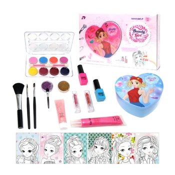 

New Hot 20pcs Children Makeup Tool Kit Heart Shape Cosmetic Box Playset