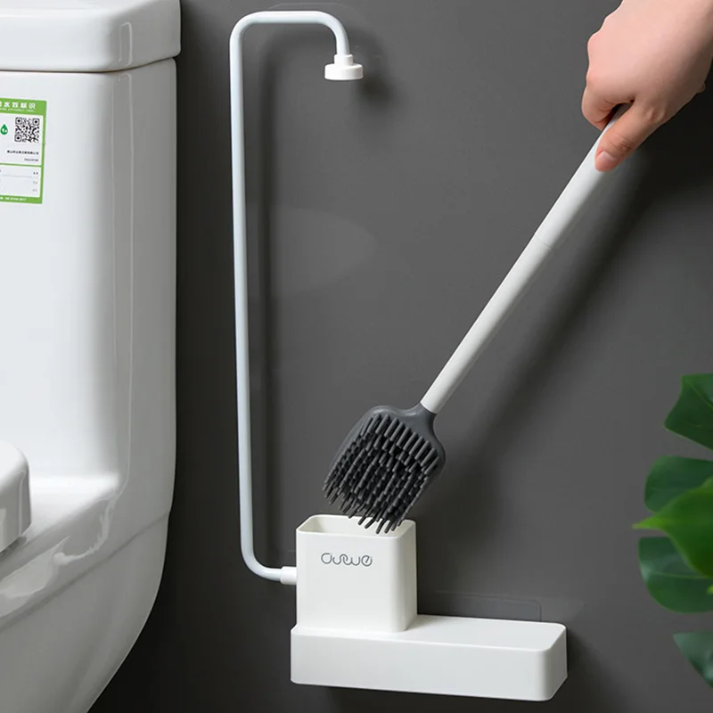

TPR decontamination cleaning brush Bathroom brush holder set White Gray Finished Toilet brush Rack Toilet brush rack