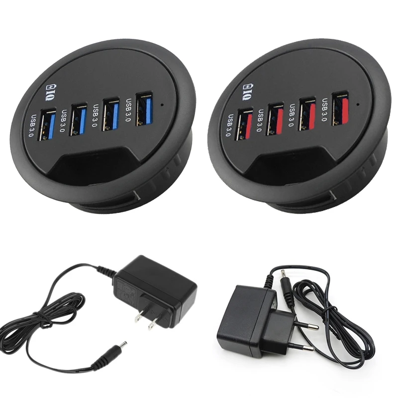 

Mounting In-Desk 4 Ports USB 3.0 Hub Desk Adapter Multi Splitter for Desktop PC