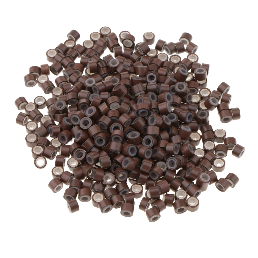 500pcs Silicone Micro Beads Rings Links for Hair Extensions Wig Sew Weaving Links Rings Beads Hair Feather Extensions
