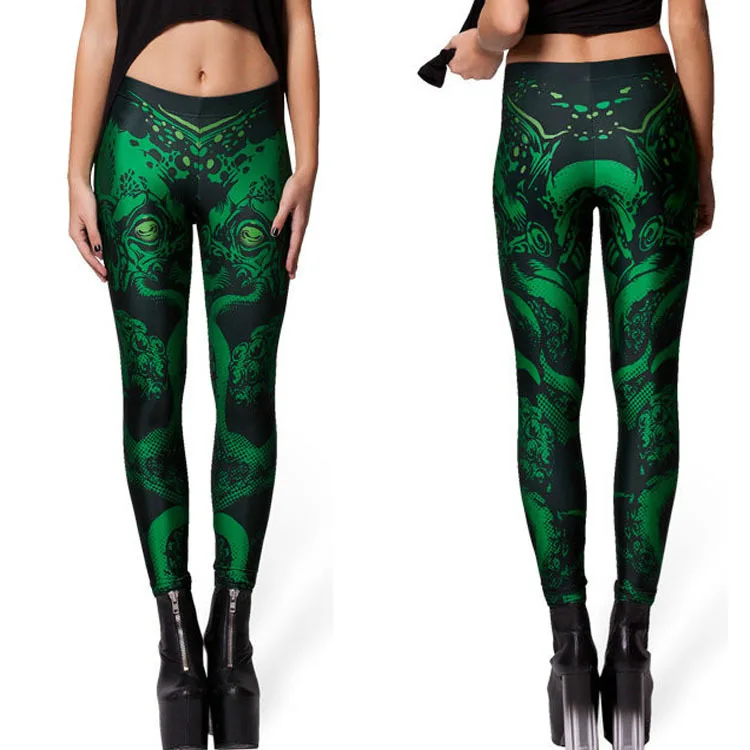 

Europe And America New Style Green Digital Star Color Leggings Cool Stretch Yoga Pants Underwater World-WOMEN'S Pants