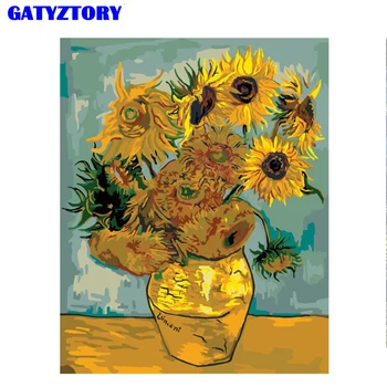 

GATYZTORY Painitng By Numbers Sun flower DIY Frameless acrylic paint by numbers Digital Canvas Painting For Home Decoration