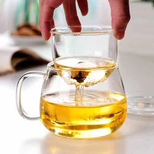 1 шт. офисная утолщенная стеклянная чайная чашка прозрачная чайная круглая чашка термостойкая Высокая боросиликатная стеклянная Цветочная чайная чашка