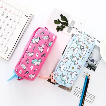 

Cartoon Unicorn Canvas Large Capacity Creative Pencil Case Pencil Stationery Storage Box Student Stationery Supplies