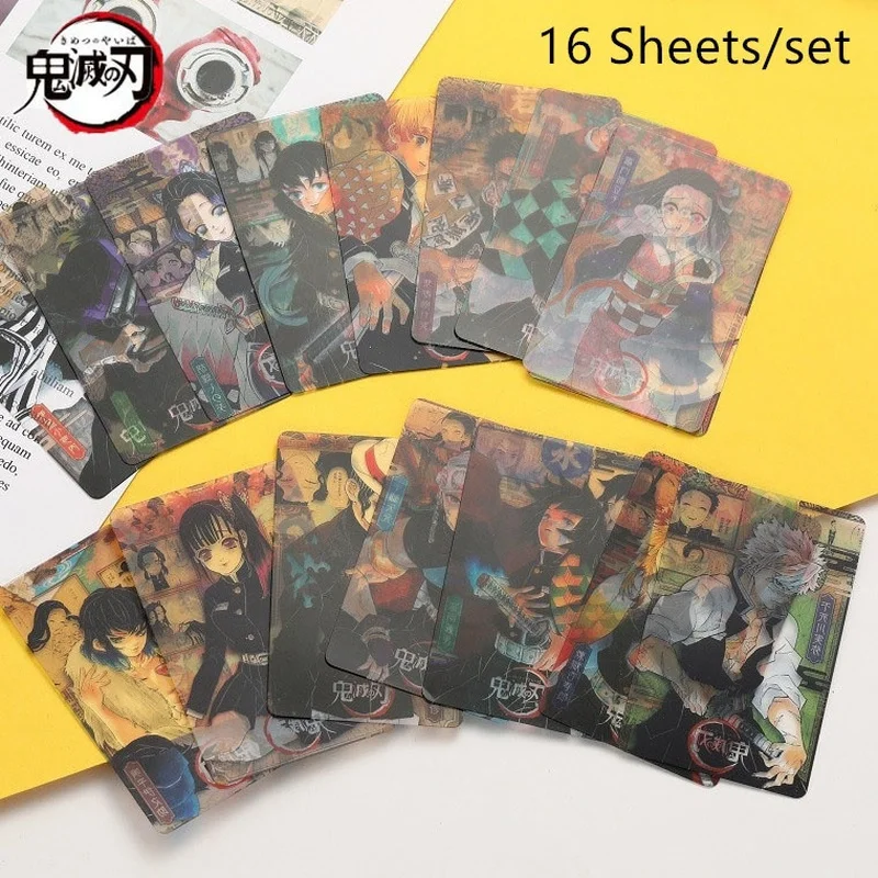 

16 Sheets/set Demon Slayer's Blade PVC Photo Card Transparent Memory