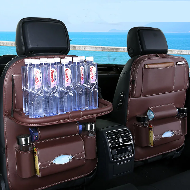 

Car Seat Back Hanging Organizer Bag Universal Auto Multi-pocket PU Leather Pad Cups Storage Holder storange Bag Foldable Shelf