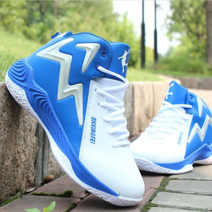 white blue Мужские дышащие баскетбольные кроссовки Jordans спортивные уличные кроссовки амортизирующие кроссовки для баскетбола кроссовки с высоким верхом дышащие кроссовки - Цвет: white blue