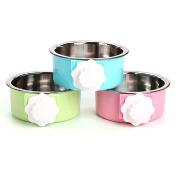 

Multi-Colors Stainless Steel Dogs/cats/birds Pet Bowl Feeding Hanging In The Cage Dog Food Container Accessory For Dogs 3 Colors