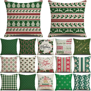 

1Pcs Christmas Green Pattern Cotton Linen Throw Pillow Cushion Cover Car Home Sofa Bed Decorative Pillowcase Funda Cojin 40661