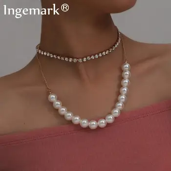 

Elegant Gothic Baroque Pearl Crystal Choker Necklace for Women Wedding Bohemian Multi Layer Big Pearls Tassel Chain Girl Jewelry