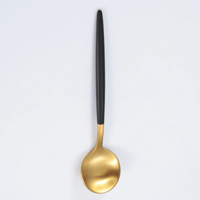 BlackGold big spoon Горячее розовое золото столовая посуда 304 прибор из нержавеющей стали западные столовые приборы кухонная посуда вилка нож Совок столовые приборы - Цвет: BlackGold big spoon
