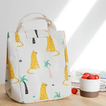 

Simple Fresh Multi-function Insulation Bag Cartoon Printed Lunch Bento Bags Creative Portable Oversized Canvas Picnic Tote bag