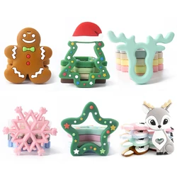 Let's Male – anneau de dentition en Silicone, 1 pièce, cadeau de noël, arbre, flocon de neige, sucette chaîne, fabrication de qualité alimentaire, Sika cerf bébé anneau de dentition 