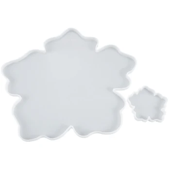 

DIY Crystal Epoxy Mold Flower Setting Table Big Coaster Decoration Cherry Blossom Base Mirror Silicone Mold