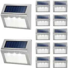 Нержавеющая сталь 3/6LED Солнечный настенный светильник Открытый водонепроницаемый солнечной энергии садовый забор светильник двор путь забор настенный светильник